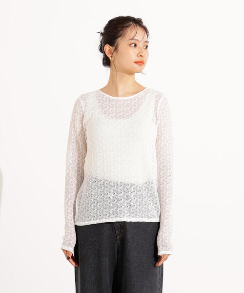 N.（N. Natural Beauty Basic）（エヌエヌナチュラルビューティーベーシック）の「クルーネックレースカットソー（Tシャツ/カットソー・レディース・キャメル/オフホワイト/ブラック・MEDIUM）」の14枚目の写真