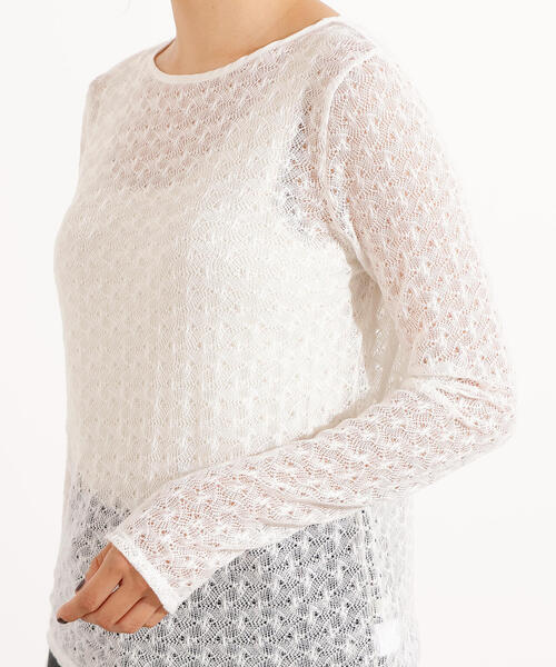 N.（N. Natural Beauty Basic）（エヌエヌナチュラルビューティーベーシック）の「クルーネックレースカットソー（Tシャツ/カットソー・レディース・キャメル/オフホワイト/ブラック・MEDIUM）」の19枚目の写真