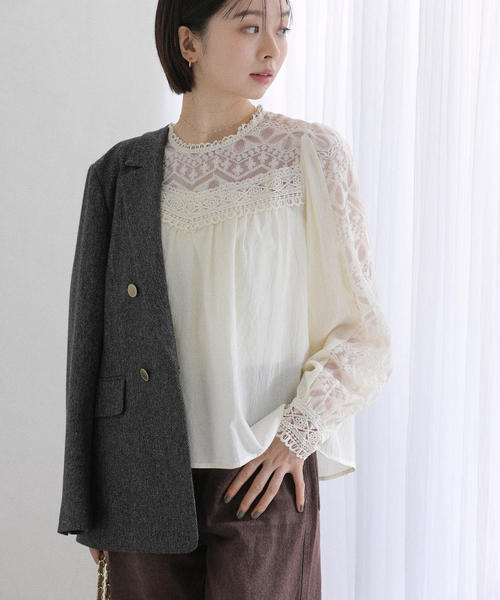 La TOTALITE(ラトータリテ)の「【洗える】CHOKLATE PARIS /チョコレートパリ レースブラウス(シャツ/ブラウス・レディース・ブラック/アイボリー・FREE)」の1枚目の写真