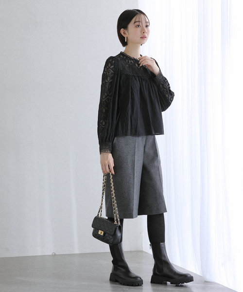 La TOTALITE(ラトータリテ)の「【洗える】CHOKLATE PARIS /チョコレートパリ レースブラウス(シャツ/ブラウス・レディース・ブラック/アイボリー・FREE)」の4枚目の写真