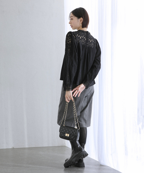 La TOTALITE(ラトータリテ)の「【洗える】CHOKLATE PARIS /チョコレートパリ レースブラウス(シャツ/ブラウス・レディース・ブラック/アイボリー・FREE)」の5枚目の写真