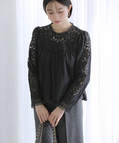 La TOTALITE(ラトータリテ)の「【洗える】CHOKLATE PARIS /チョコレートパリ レースブラウス(シャツ/ブラウス・レディース・ブラック/アイボリー・FREE)」の7枚目の写真