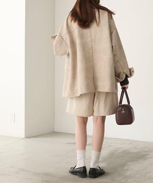 BONLECILL（ボンルシール）の「ラグランスリーブ 襟コーデュロイ エステルピーチカバーオール/ジャケット（カバーオール・レディース・ブラウン/チャコールグレー/アイボリー/ブラック・FREE）」の10枚目の写真