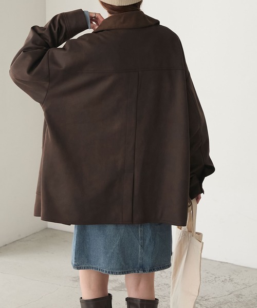 BONLECILL（ボンルシール）の「ラグランスリーブ 襟コーデュロイ エステルピーチカバーオール/ジャケット（カバーオール・レディース・ブラウン/チャコールグレー/アイボリー/ブラック・FREE）」の15枚目の写真