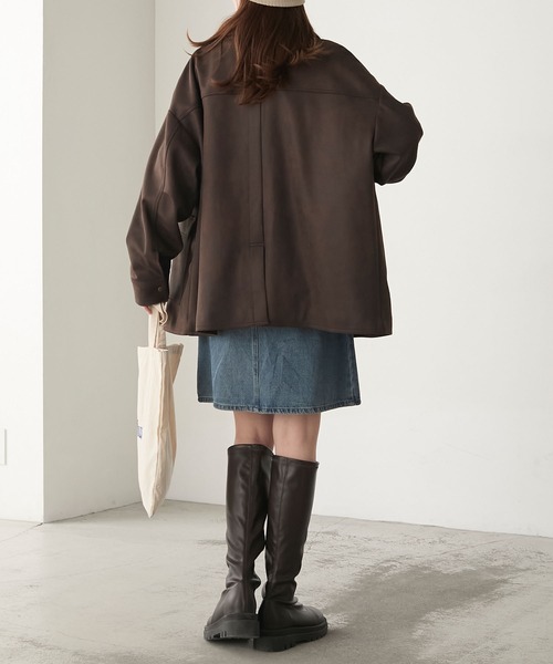 BONLECILL（ボンルシール）の「ラグランスリーブ 襟コーデュロイ エステルピーチカバーオール/ジャケット（カバーオール・レディース・ブラウン/チャコールグレー/アイボリー/ブラック・FREE）」の17枚目の写真