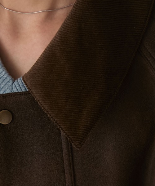 BONLECILL（ボンルシール）の「ラグランスリーブ 襟コーデュロイ エステルピーチカバーオール/ジャケット（カバーオール・レディース・ブラウン/チャコールグレー/アイボリー/ブラック・FREE）」の19枚目の写真