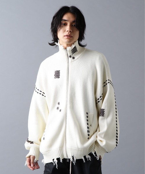 DANKE SCHON(ダンケシェーン)の「DankeSchon/ダンケシェーン/HAND STITCH KNIT DRIVERS(ニット/セーター・メンズ・ホワイト/ブラック・S/M/L)」の6枚目の写真