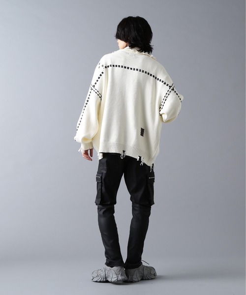 DANKE SCHON(ダンケシェーン)の「DankeSchon/ダンケシェーン/HAND STITCH KNIT DRIVERS(ニット/セーター・メンズ・ホワイト/ブラック・S/M/L)」の12枚目の写真