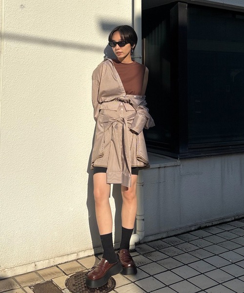 STRIPE INVERSION SHIRT TOP（Tシャツ/カットソー）｜Ameri