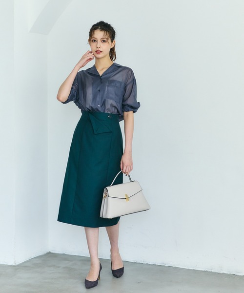 12Twelve Agenda(トゥエルブ アジェンダ)の「シアーオープンカラーシャツ(シャツ/ブラウス・レディース・チャコールグレー/ブラウン/グリーン・M)」の8枚目の写真
