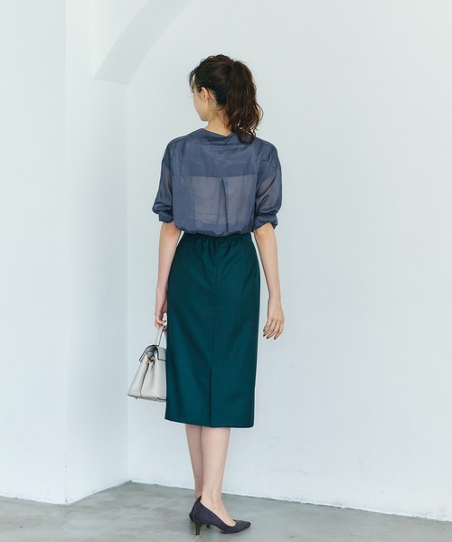 12Twelve Agenda(トゥエルブ アジェンダ)の「シアーオープンカラーシャツ(シャツ/ブラウス・レディース・チャコールグレー/ブラウン/グリーン・M)」の10枚目の写真