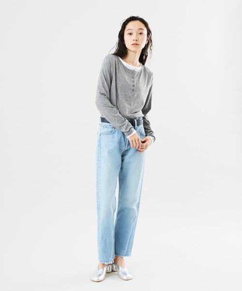 Muscat(マスカット)の「フェイクレイヤードロンT(Tシャツ/カットソー・レディース・チャコールグレー/ライトグレー/ブラウン/オレンジ・F)」の8枚目の写真