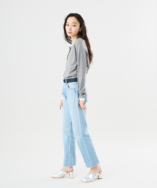 Muscat(マスカット)の「フェイクレイヤードロンT(Tシャツ/カットソー・レディース・チャコールグレー/ライトグレー/ブラウン/オレンジ・F)」の9枚目の写真