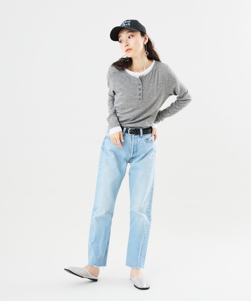 Muscat(マスカット)の「フェイクレイヤードロンT(Tシャツ/カットソー・レディース・チャコールグレー/ライトグレー/ブラウン/オレンジ・F)」の18枚目の写真