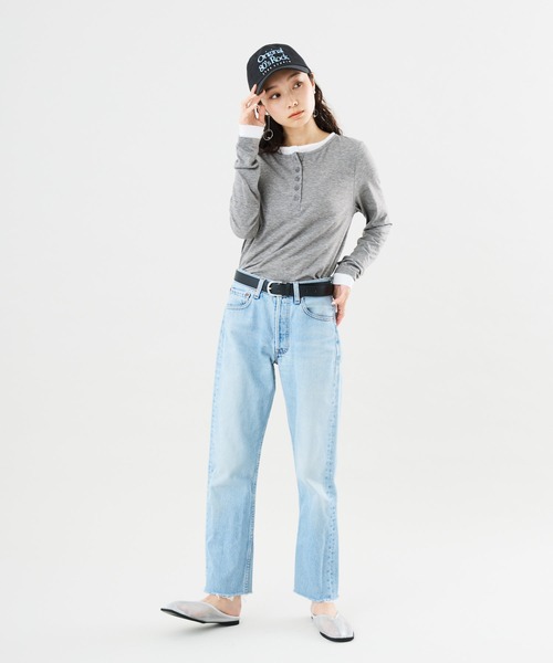 Muscat(マスカット)の「フェイクレイヤードロンT(Tシャツ/カットソー・レディース・チャコールグレー/ライトグレー/ブラウン/オレンジ・F)」の16枚目の写真