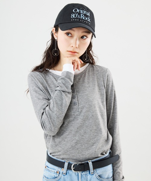 Muscat(マスカット)の「フェイクレイヤードロンT(Tシャツ/カットソー・レディース・チャコールグレー/ライトグレー/ブラウン/オレンジ・F)」の19枚目の写真