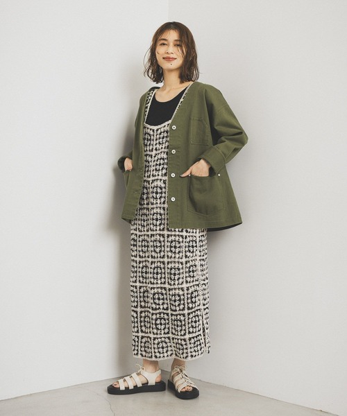 studio CLIP（スタディオクリップ）の「Vネックデニムカバーオール《CLIP denim》（デニムジャケット・レディース・ブラック/ブルー/カーキ・FREE）」の15枚目の写真