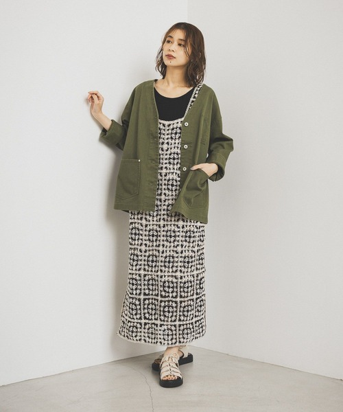 studio CLIP（スタディオクリップ）の「Vネックデニムカバーオール《CLIP denim》（デニムジャケット・レディース・ブラック/ブルー/カーキ・FREE）」の16枚目の写真