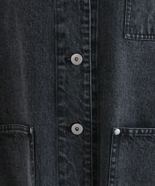 セール】Vネックデニムカバーオール《CLIP denim》（デニムジャケット