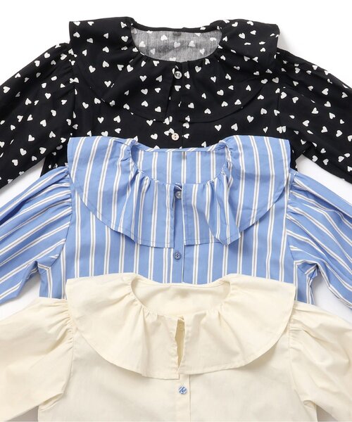 BREEZE(ブリーズ)の「【リンク/ジュニア対応】ノーカラーシャツワンピース(ワンピース・キッズ・ストライプ/オフホワイト/ブラック・90/100/110/120/130/140)」の8枚目の写真