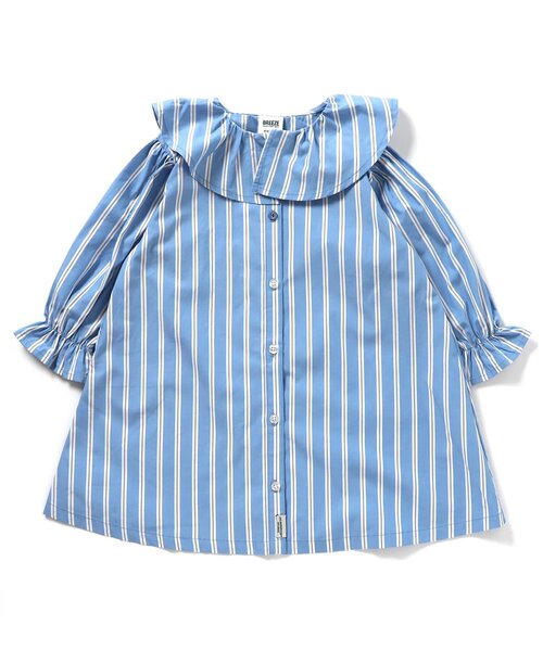 BREEZE(ブリーズ)の「【リンク/ジュニア対応】ノーカラーシャツワンピース(ワンピース・キッズ・ストライプ/オフホワイト/ブラック・90/100/110/120/130/140)」の15枚目の写真