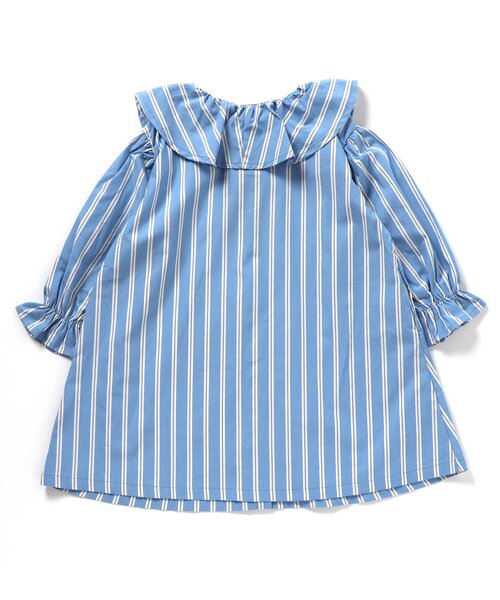 BREEZE(ブリーズ)の「【リンク/ジュニア対応】ノーカラーシャツワンピース(ワンピース・キッズ・ストライプ/オフホワイト/ブラック・90/100/110/120/130/140)」の16枚目の写真