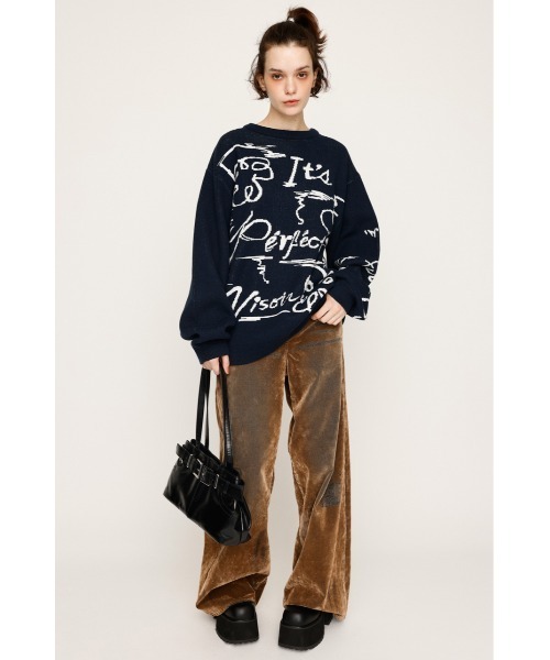 SLY（スライ）の「JQ LOGO MOTIF TOPS ジャガード ロゴモチーフ トップス 秋服 冬服（ニット/セーター・レディース・ピンク/オフホワイト/ネイビー・FREE）」の10枚目の写真