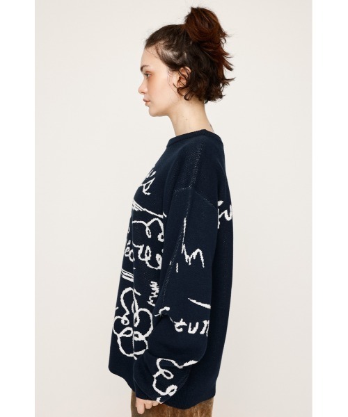 SLY（スライ）の「JQ LOGO MOTIF TOPS ジャガード ロゴモチーフ トップス 秋服 冬服（ニット/セーター・レディース・ピンク/オフホワイト/ネイビー・FREE）」の12枚目の写真