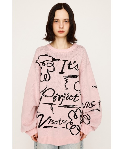 SLY（スライ）の「JQ LOGO MOTIF TOPS ジャガード ロゴモチーフ トップス 秋服 冬服（ニット/セーター・レディース・ピンク/オフホワイト/ネイビー・FREE）」の16枚目の写真