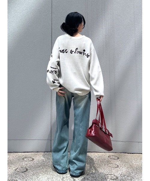 SLY（スライ）の「JQ LOGO MOTIF TOPS ジャガード ロゴモチーフ トップス 秋服 冬服（ニット/セーター・レディース・ピンク/オフホワイト/ネイビー・FREE）」の22枚目の写真