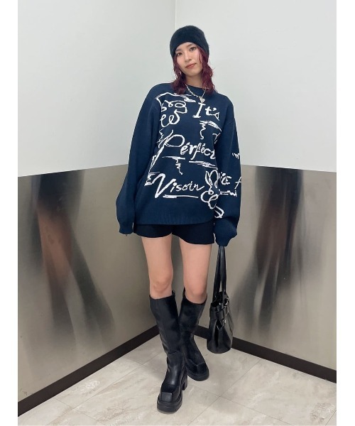 セール】JQ LOGO MOTIF TOPS ジャガード ロゴモチーフ トップス 秋服