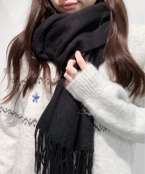 SHEPP(シープ)の「アソート チェック柄 ビッグ ストール(マフラー・レディース・ベージュ系/ブラック系/レッド系/ピンク系/ワイン/ブルー系/グレー/ネイビー/ブラック・F)」の12枚目の写真