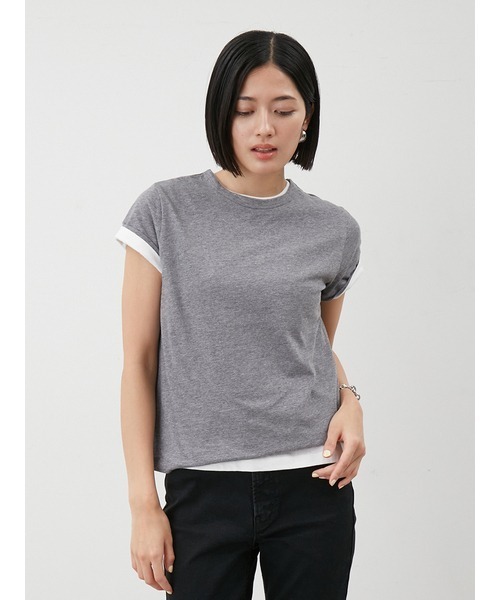 Mila Owen(ミラオーウェン)の「【セットアイテム】コットン100%レイヤード2PACK T(Tシャツ/カットソー・レディース・ブラック/グレー/ブラウン/ミント・F)」の3枚目の写真