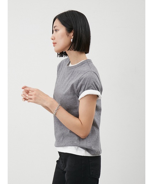 Mila Owen(ミラオーウェン)の「【セットアイテム】コットン100%レイヤード2PACK T(Tシャツ/カットソー・レディース・ブラック/グレー/ブラウン/ミント・F)」の6枚目の写真