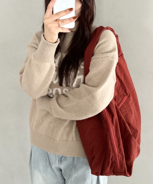 MYMOOD.（マイムード）の「【A4収納大容量】多ポケット付きナイロントートバッグ（トートバッグ・レディース・ベージュ/ネイビー/レッド/アイボリー/ブラック/カーキ・FREE）」の17枚目の写真