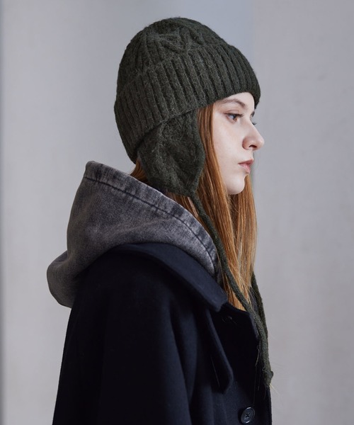 n*7様 ニット帽、ジャケット CLEL（クレイル）の「【CLEL】Alpaca Blend Cable Knit Beanie