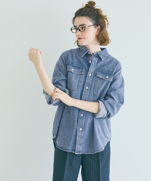 coca（coca）（コカ）の「デニムシャツジャケット（デニムジャケット・レディース・ブルー・M/L/S）」の7枚目の写真