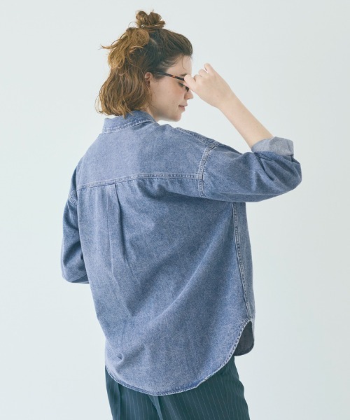 coca（coca）（コカ）の「デニムシャツジャケット（デニムジャケット・レディース・ブルー・M/L/S）」の5枚目の写真