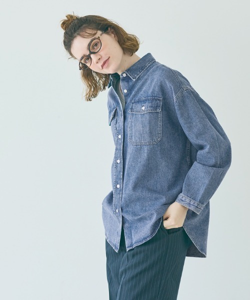 coca（coca）（コカ）の「デニムシャツジャケット（デニムジャケット・レディース・ブルー・M/L/S）」の9枚目の写真