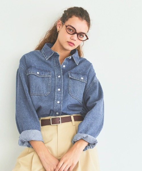 coca（coca）（コカ）の「デニムシャツジャケット（デニムジャケット・レディース・ブルー・M/L/S）」の6枚目の写真