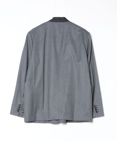 CINOH（チノ）の「SUPER 140S NO COLLAR JACKET（ノーカラージャケット・メンズ・ブラック/チャコールグレー・46）」の11枚目の写真