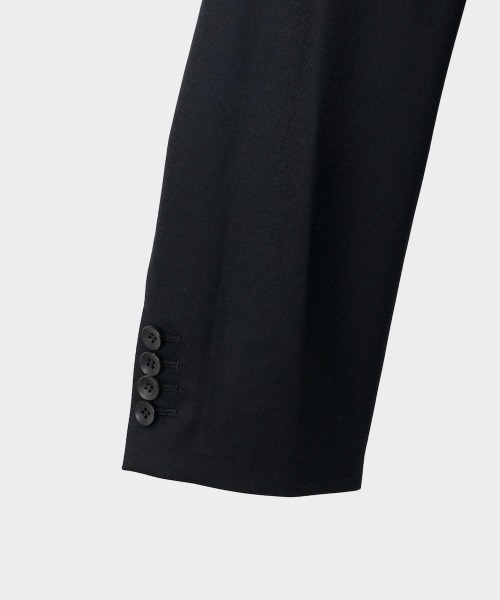 CINOH（チノ）の「SUPER 140S NO COLLAR JACKET（ノーカラージャケット・メンズ・ブラック/チャコールグレー・46）」の5枚目の写真