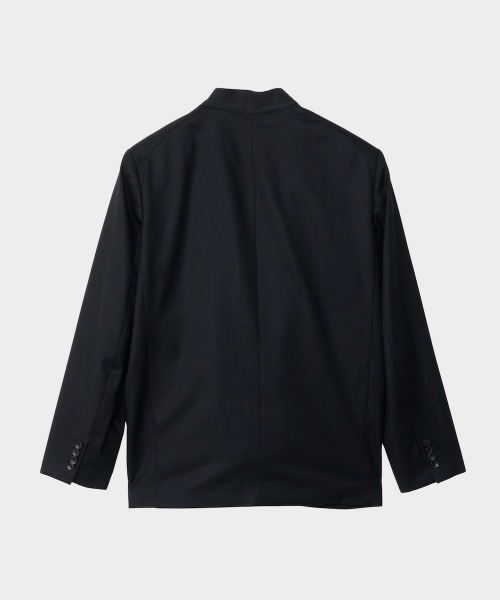 CINOH（チノ）の「SUPER 140S NO COLLAR JACKET（ノーカラージャケット・メンズ・ブラック/チャコールグレー・46）」の6枚目の写真