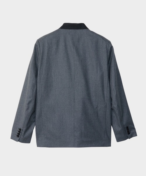 CINOH（チノ）の「SUPER 140S NO COLLAR JACKET（ノーカラージャケット・メンズ・ブラック/チャコールグレー・46）」の10枚目の写真
