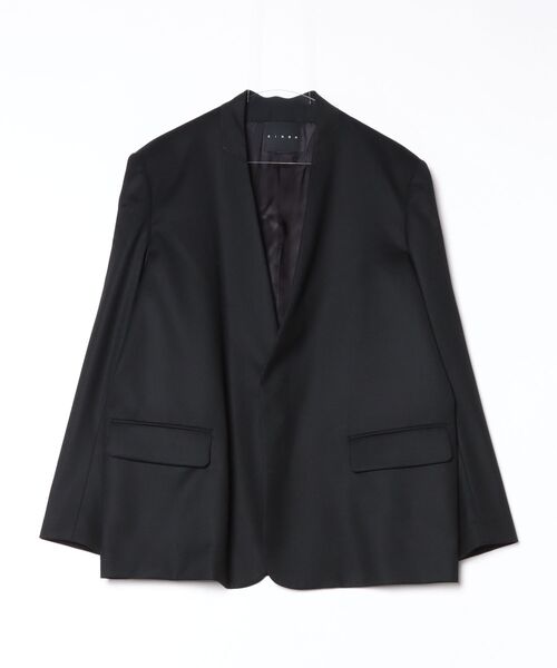 CINOH（チノ）の「SUPER 140S NO COLLAR JACKET（ノーカラージャケット・メンズ・ブラック/チャコールグレー・46）」の13枚目の写真