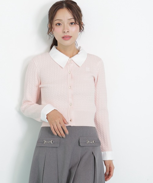 JILL by JILL STUART（ジルバイジルスチュアート）の「◇衿付きミニケーブルカーディガン（ニット/セーター・レディース・ネイビー/ピンク/グレー・FREE）」の13枚目の写真