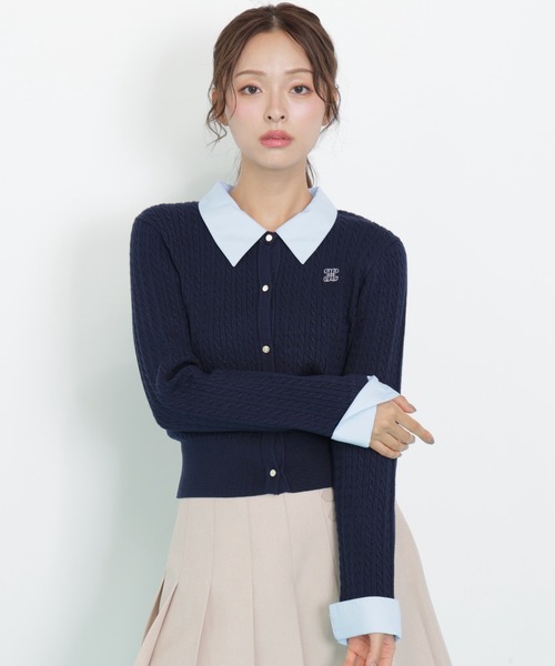 JILL by JILL STUART（ジルバイジルスチュアート）の「◇衿付きミニケーブルカーディガン（ニット/セーター・レディース・ネイビー/ピンク/グレー・FREE）」の20枚目の写真