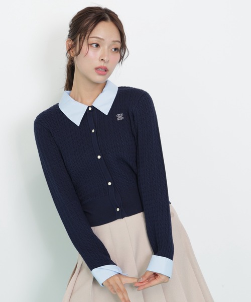 JILL by JILL STUART（ジルバイジルスチュアート）の「◇衿付きミニケーブルカーディガン（ニット/セーター・レディース・ネイビー/ピンク/グレー・FREE）」の21枚目の写真