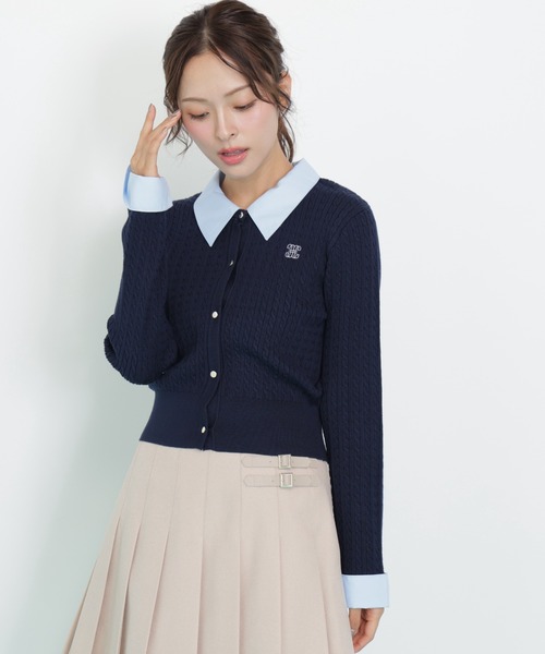 JILL by JILL STUART（ジルバイジルスチュアート）の「◇衿付きミニケーブルカーディガン（ニット/セーター・レディース・ネイビー/ピンク/グレー・FREE）」の22枚目の写真