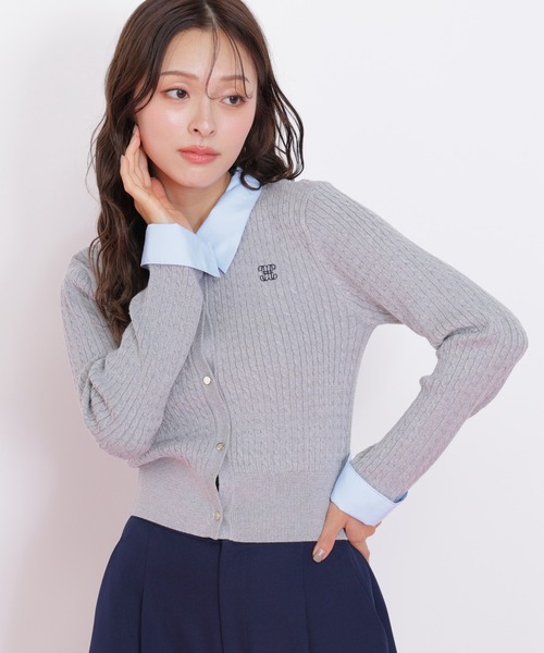 JILL by JILL STUART（ジルバイジルスチュアート）の「◇衿付きミニケーブルカーディガン（ニット/セーター・レディース・ネイビー/ピンク/グレー・FREE）」の6枚目の写真